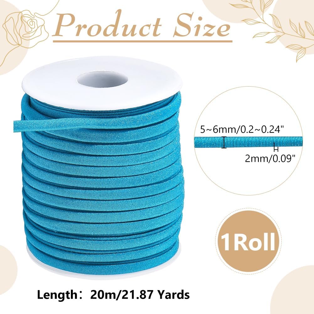WADORN 21.9 Yards 5mm Soft Elastic Cord, Flat Fabric Spandex String Cords Bikini String Replacement Bathing Suit String Braided Stretch Straps for DIY Face Coverings Sewing Cloth Hair Ties Drawstring
