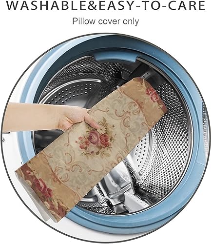 Miniatura 6 de Nebra Fundas de almohada con estampado floral de rosa antigua estilo Aubusson francés, acogedora funda de almohada cuadrada para decoración del