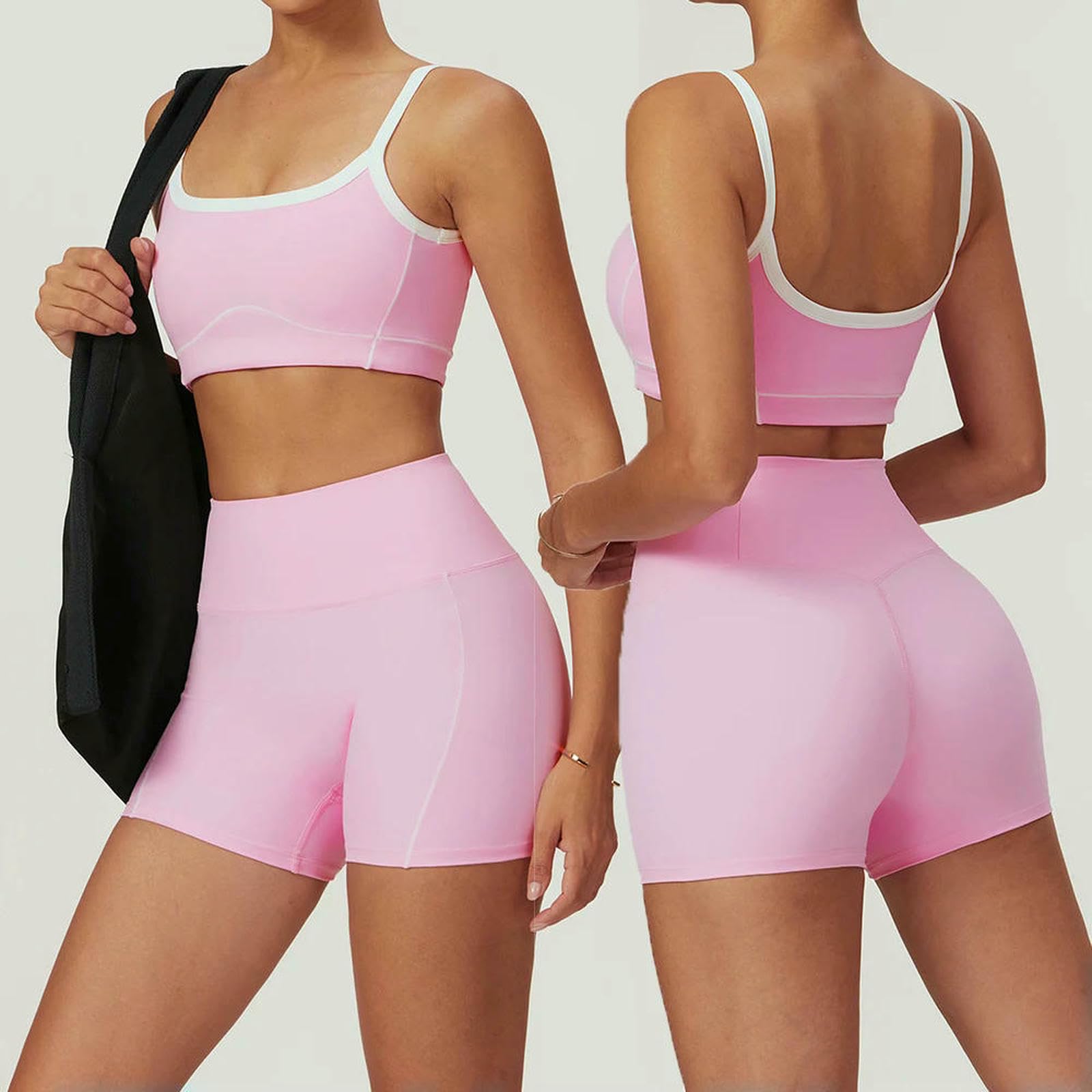 WANGSHUO Spodnie do biegania damskie do jogi, zestaw sportowy, biustonosz gimnastyczny, legginsy fitness, wysoka talia, szerokie spodnie, spodenki sportowe, zestaw odzieży sportowej, kolor niebieski