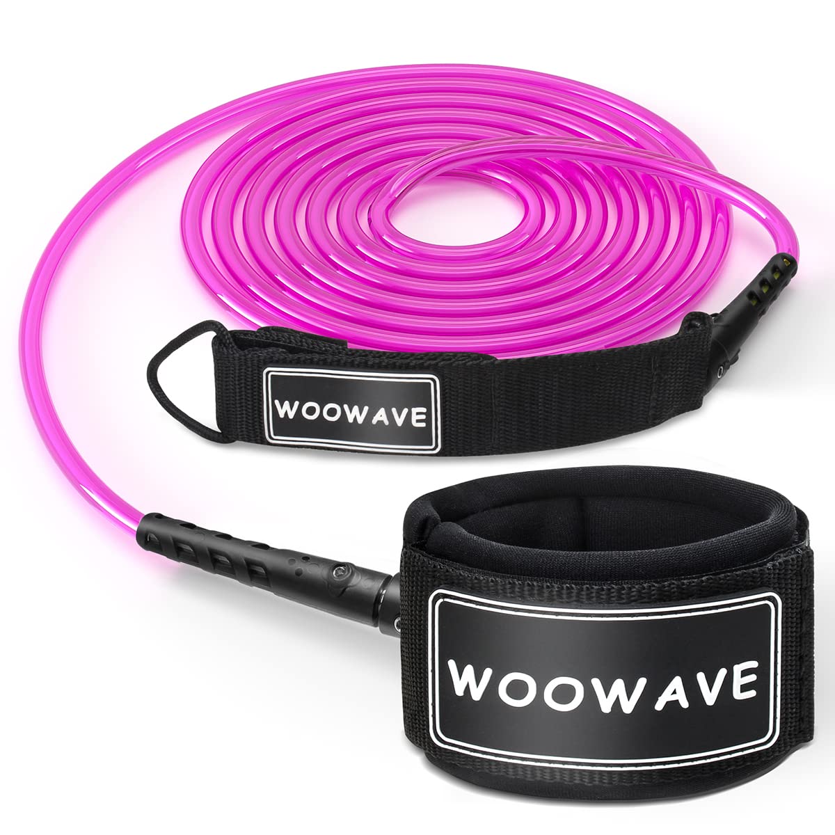 WOOWAVE Surfboard Leash Premium Surf Leash SUP Leg Rope Straight 6/7/8/9 feet for All Types of Surfboards (Pink White Core, 9ft & 7mm)
