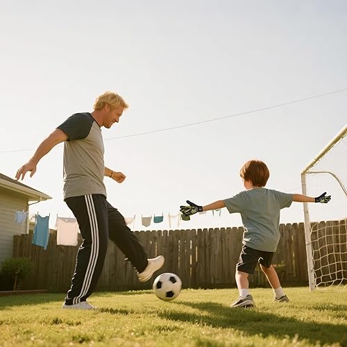 Miniatura 7 de WVVOU Guantes de portero para niños y jóvenes, guantes de portero de fútbol con doble protección, guantes de fútbol antideslizantes, súper agarre