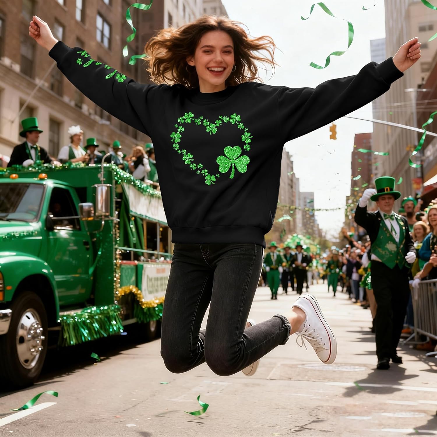 LUKYCILD St Patricks Day Sweatshirt Women Clover Sweater Shamrock Shirts Funny Long Sleeve Irish Gift Pullover Tops - Image 5