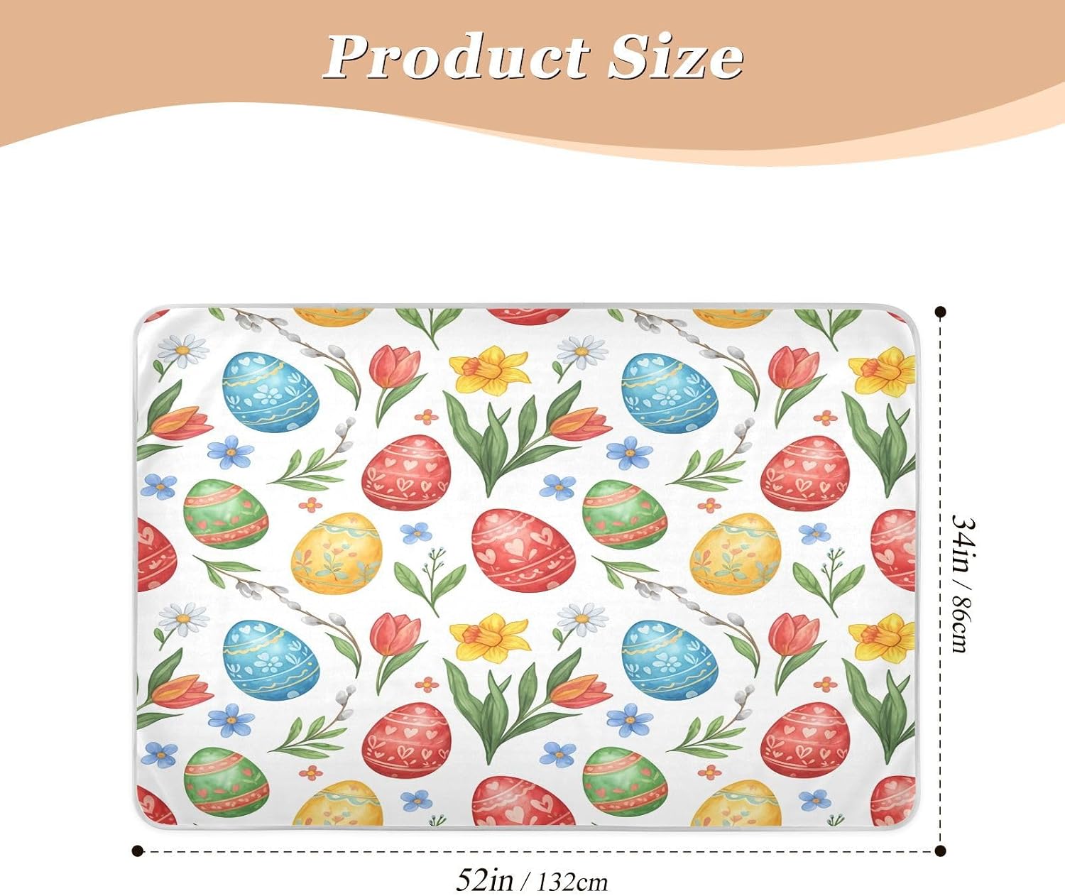 CEBUGI 34” x 52”Washable Underpads Heavy Absorbency Waterproof Incontinence Bed Pads Easter Eggs Pee Pads for Adults Kids and Baby