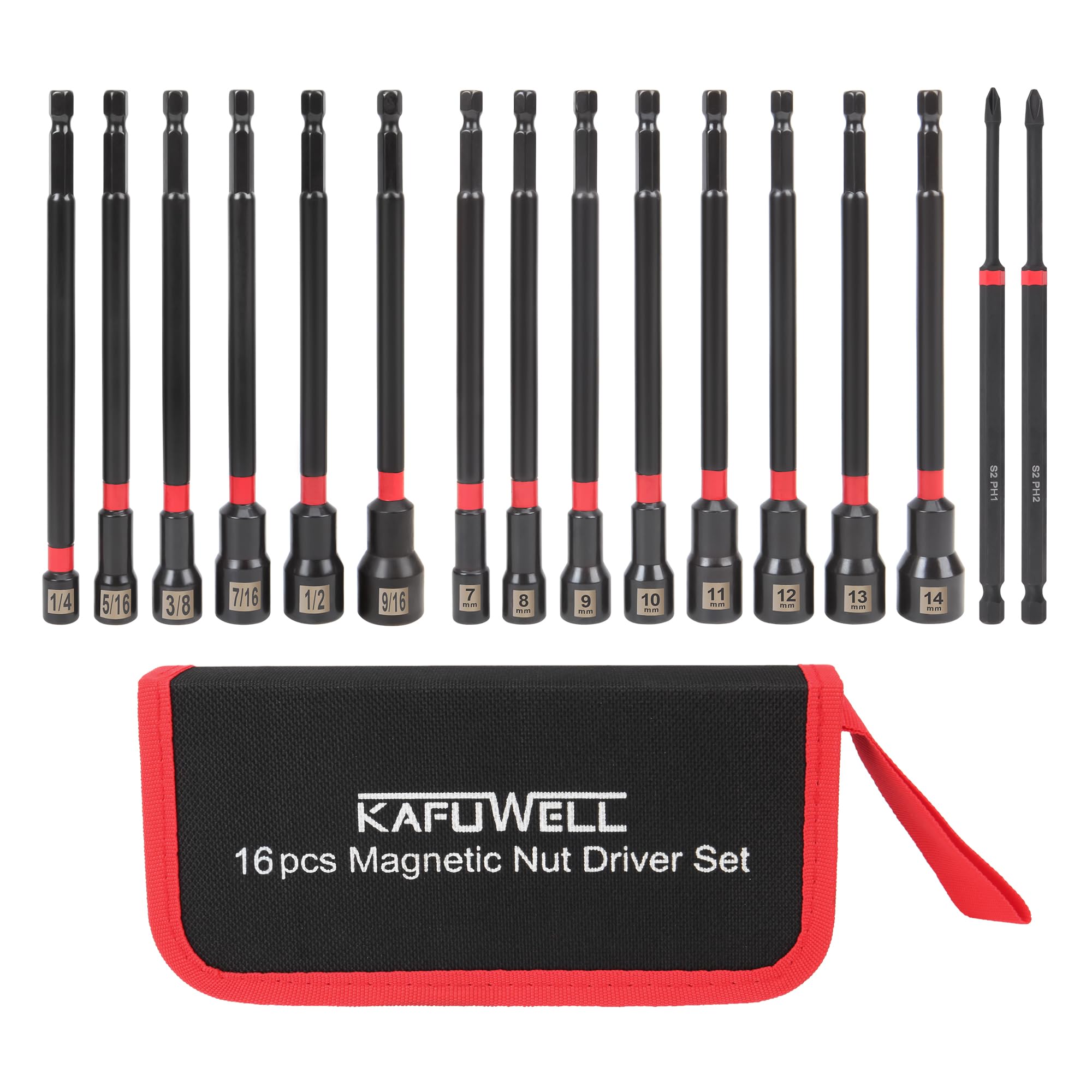 KAFUWELL 39-tlg. Steckschlüsselsatz 1/4 Zoll – Mit Magnethalterung & Aufbewahrungsbox
