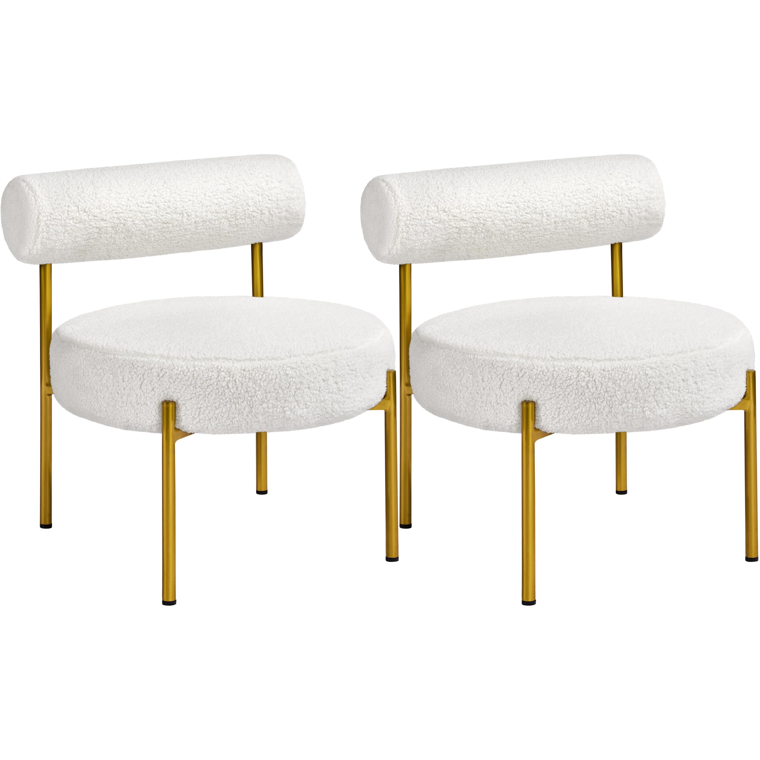 Nena-Mae eetkamerstoel bouclé beige - houten onderstel