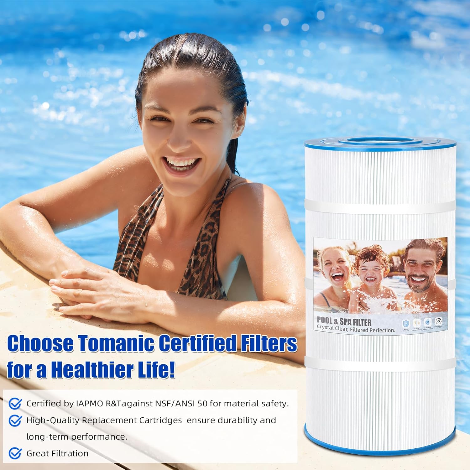 C900 Pool Filter Cartridge | 90 Sq.ft NSF 50 Certified Replacement for Hayward CX900RE, CC100, Unicel C-8409, Filbur FC-1292, Sta-Rite PXC-95 | Material Safety & High Flow Design - Image 6