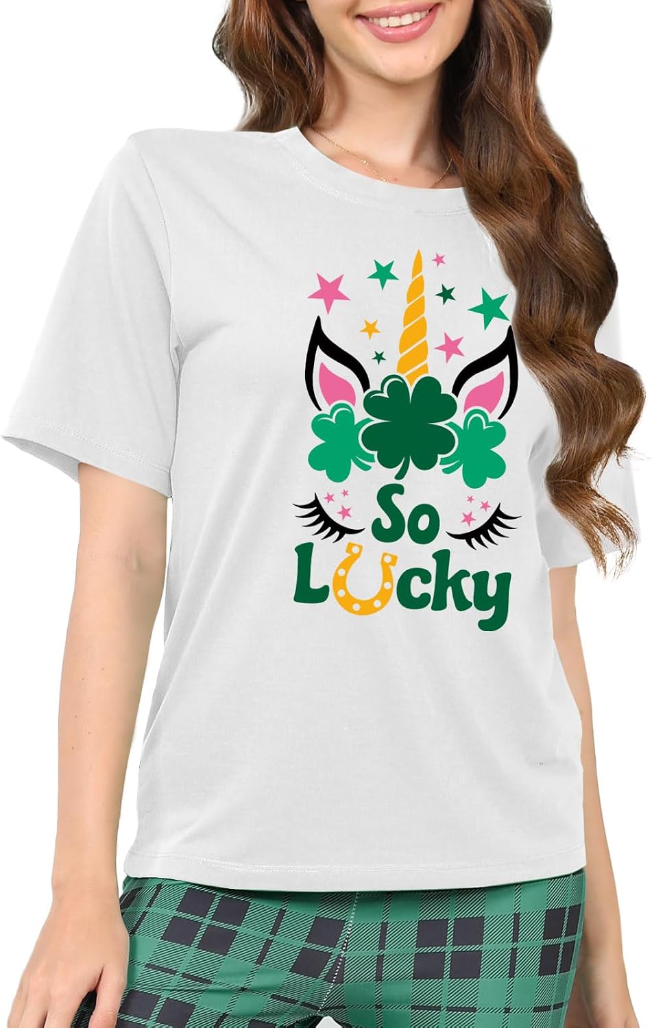 color cosplayer Saint Patricks Day T Shirts for Women Lucky Irish Shamrock Short Sleeve Tops Clover Shamrock T-Shirt