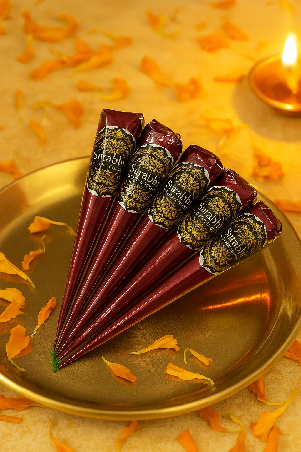 Organic Mehendi Cones Pack of 5 | Natural Henna Cone for Hands & Feet | Chemical Free, Skin Safe, Long Lasting Dark Stain | Ready to Use Bridal & Party Mehendi-image-42