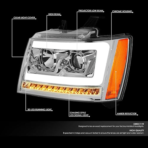 Miniatura 2 de DNA MOTORING HL-HPL-CSA07-CH-AM LED DRL+proyector de señal de giro secuencial faros delanteros