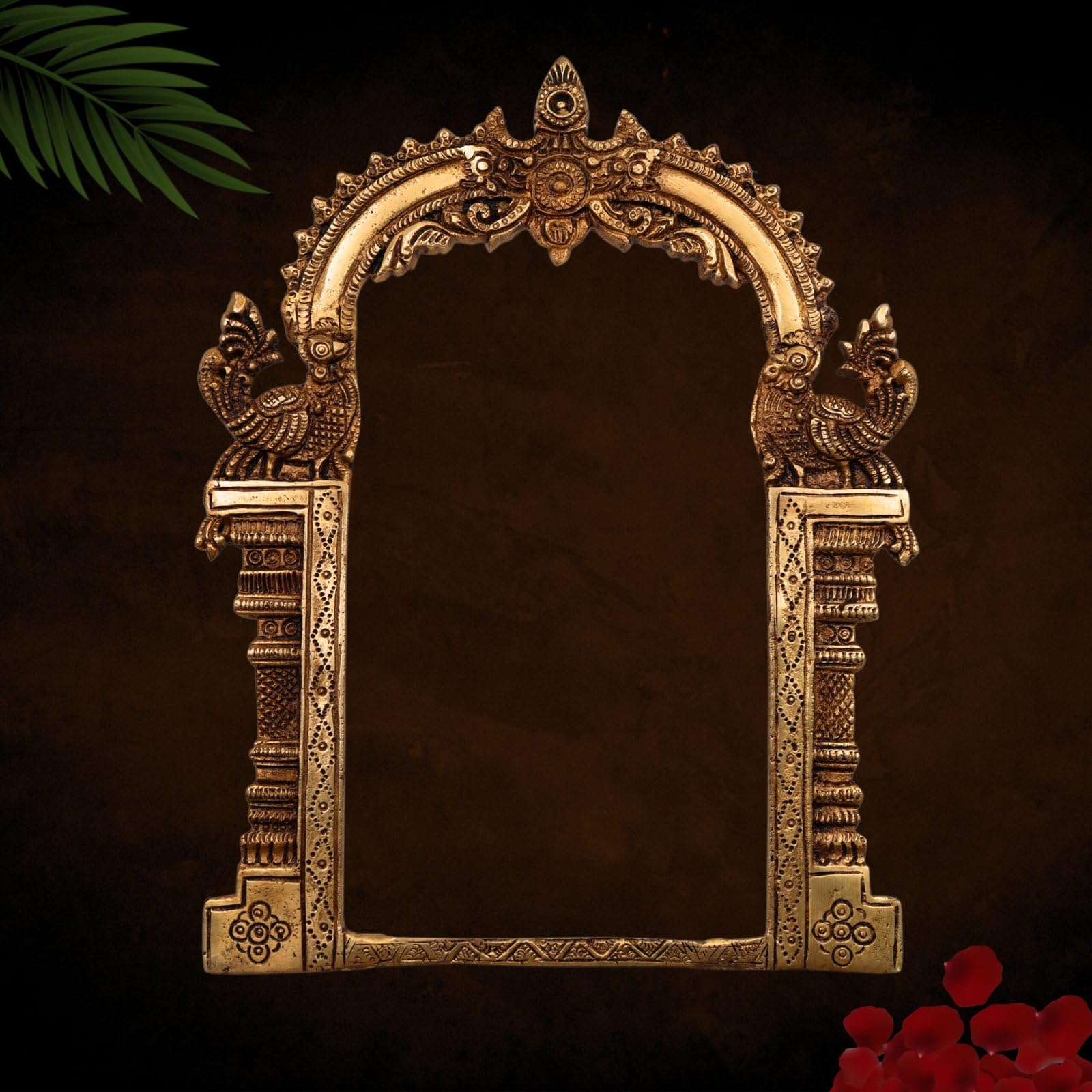 Bhunes Brass Prabhavali with Sheshnag Arch – Traditional Wall Hanging Prabhawali for Deity, Mandir Decor & Home Temple | Prabhawal Frame with Kirtimukha, Gold, 11.5 Inch, 1 Piece-image-36