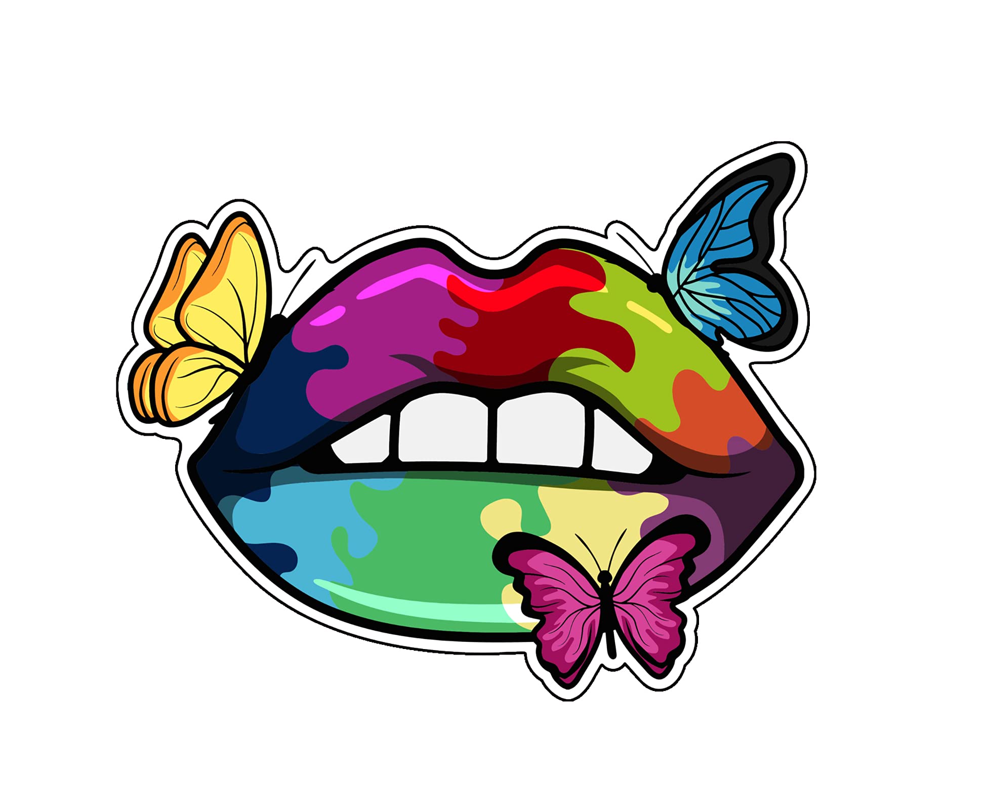 Sticker vinyle imperméable papillon arc-en-ciel pour voiture et fenêtres