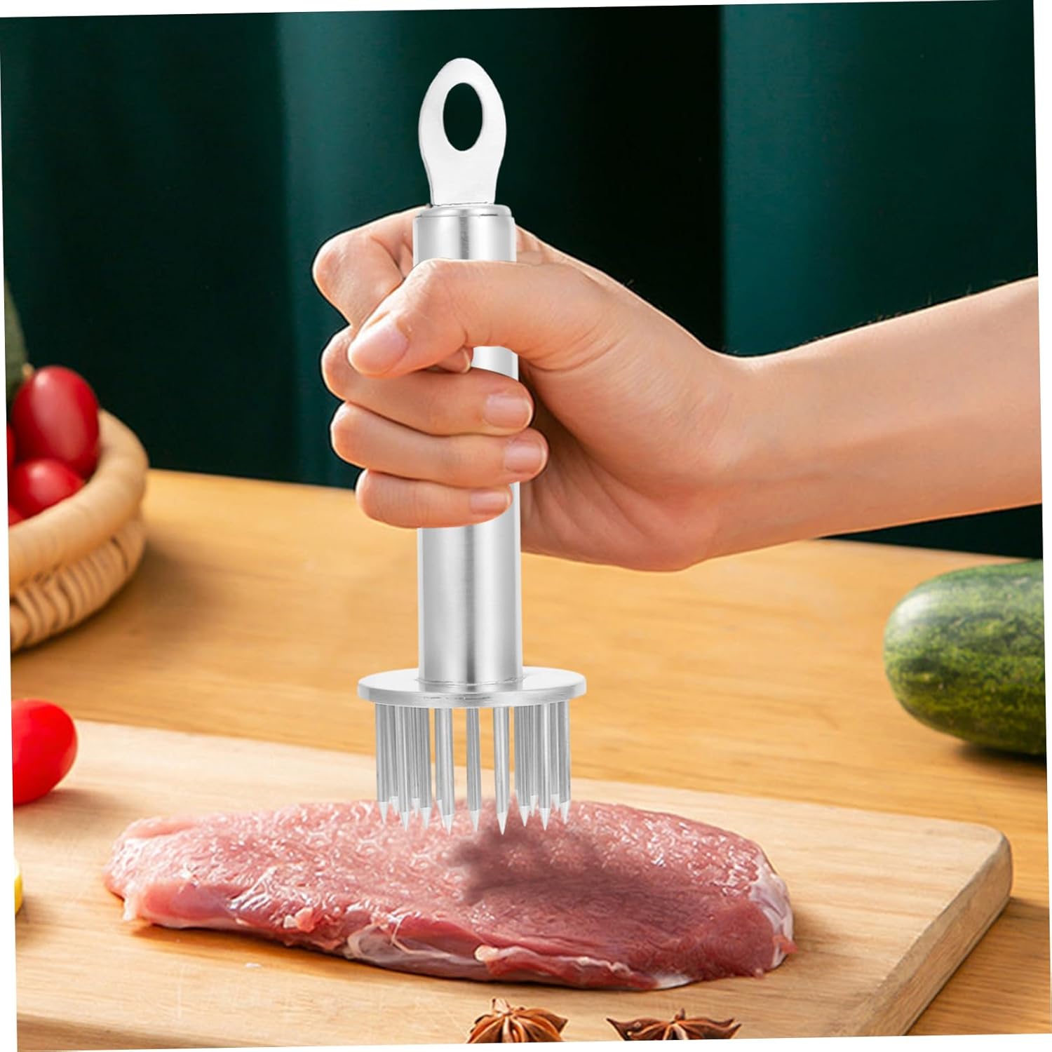 Stainless Steel Meat Tenderizer Tool Pork Chicken Beef Mallet for Kitchen Meat Pounding Insertion Helper