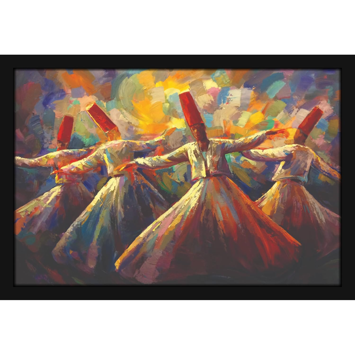 Mad Masters Whirling Dervishes Dance Painting Hanging Photo Frame Decorative Item for Living Room, Bedroom, Home Decor and Wall Decoration (MM 1880, 8x12 Inch, Paper, Without Plexi Glass)