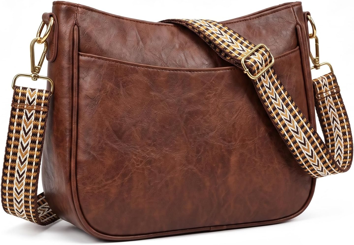 WITERY Crossbody Bags for Women Trendy Vegan Leather Shoulder Purse Handbag with Adjustable Guitar Strap Ladies Hobo Purse
