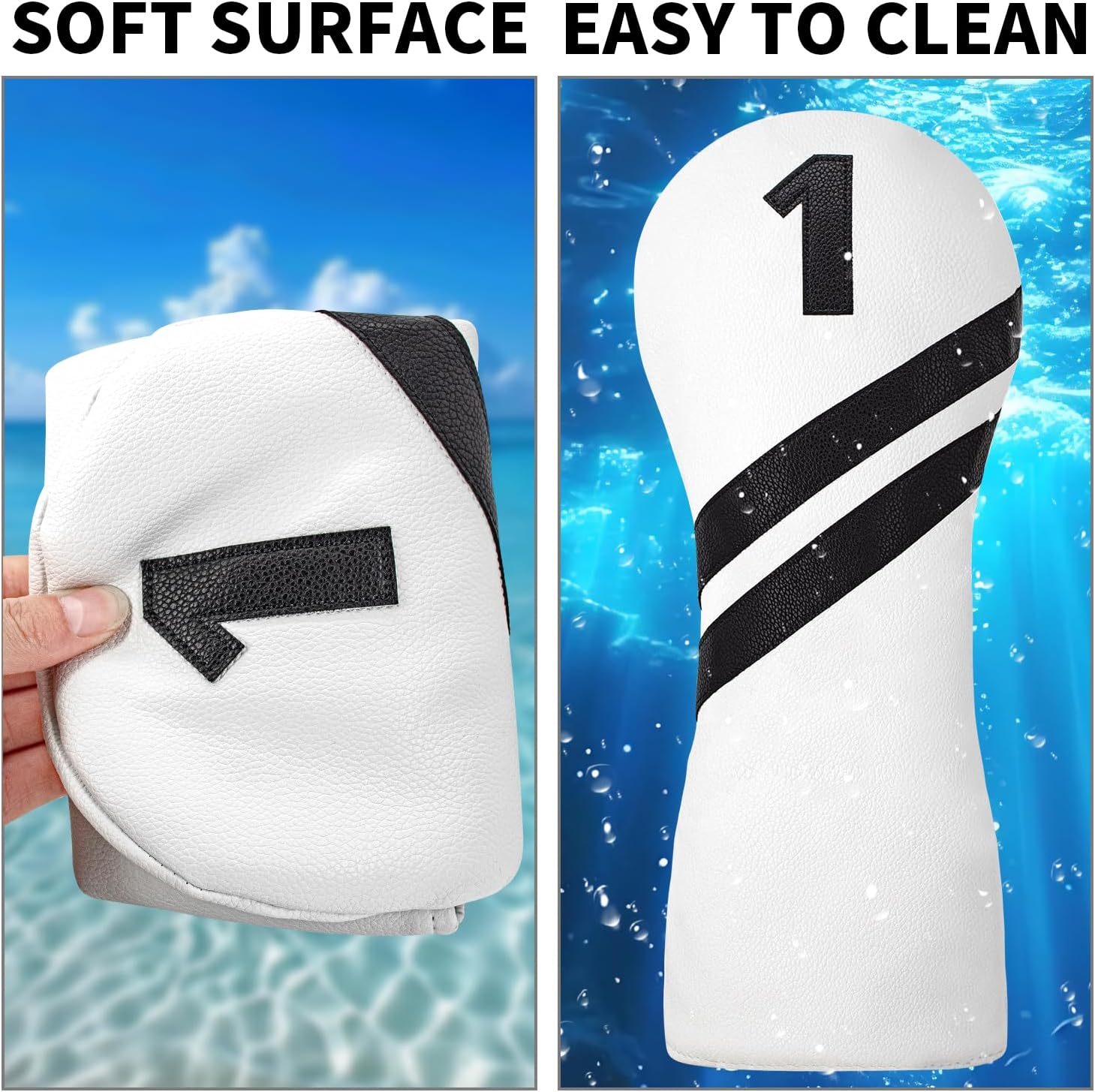 1PC Cover Golf Premium Leather PU Driver Fairway 3 Wood Headcover Hybrid Head Covers Blank Style Suitable for Men Women