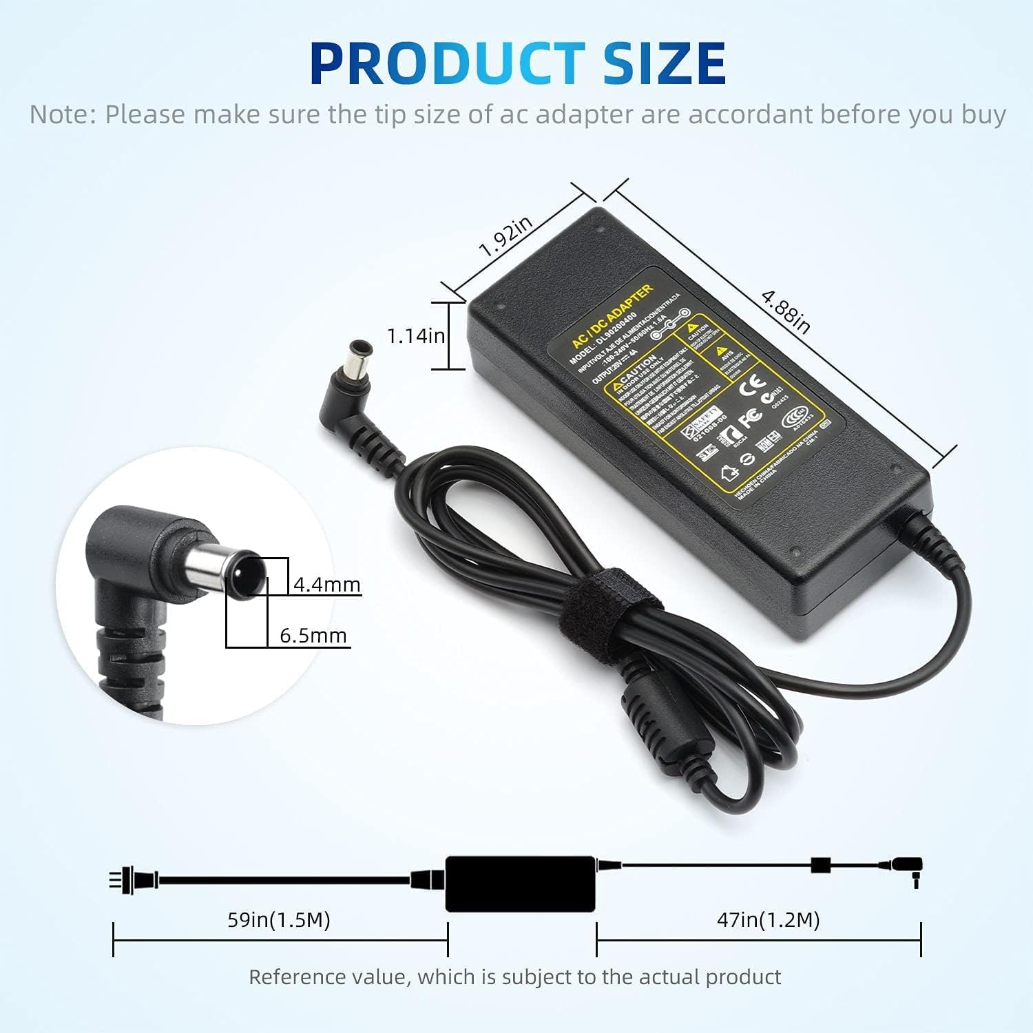 20V AC Adapter Power Cord for Samsung 32" Class UN32J400 UN32J5003AF J5003 J5205 A4819-FDY UN32J4000AF UN32J400DAF UN32J5205 UN32J5205AF BN44-00837A HDTV Monitor LED TV Adapter