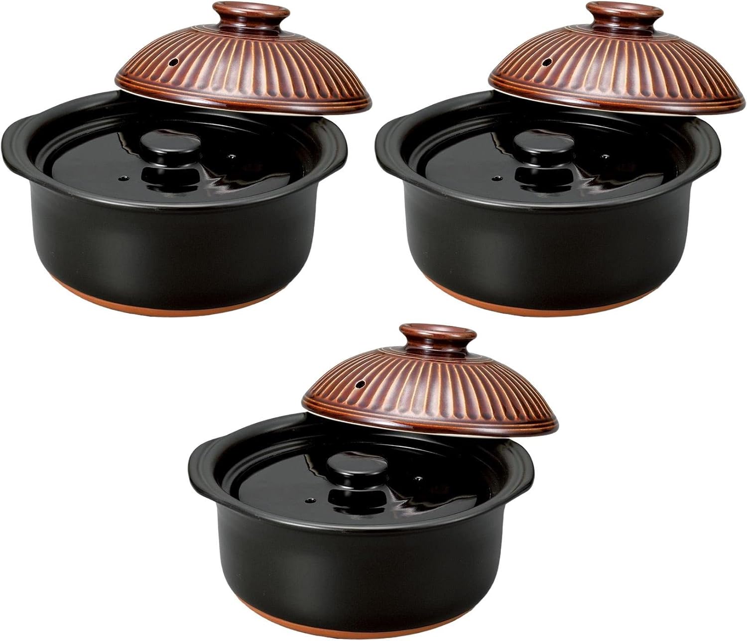 Set of 3 Chrysanthemum American Rice Pot (3 Cups, 9.8 x 9.0 x 6.1 inches (24.8 x 22.7 x 15.5 cm), Rice Cooker