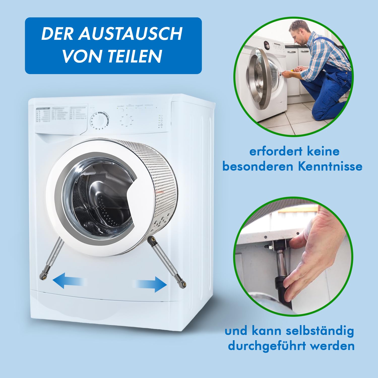 Kit 2 Ammortizzatori Per Lavatrice | Compatibili Con Bosch, Siemens, Balay, Neff, Constructa, Miele | Ricambio Antivibrazione Con Dimensioni 216x30x60 Mm | Sostituisci 2085880, 4500826