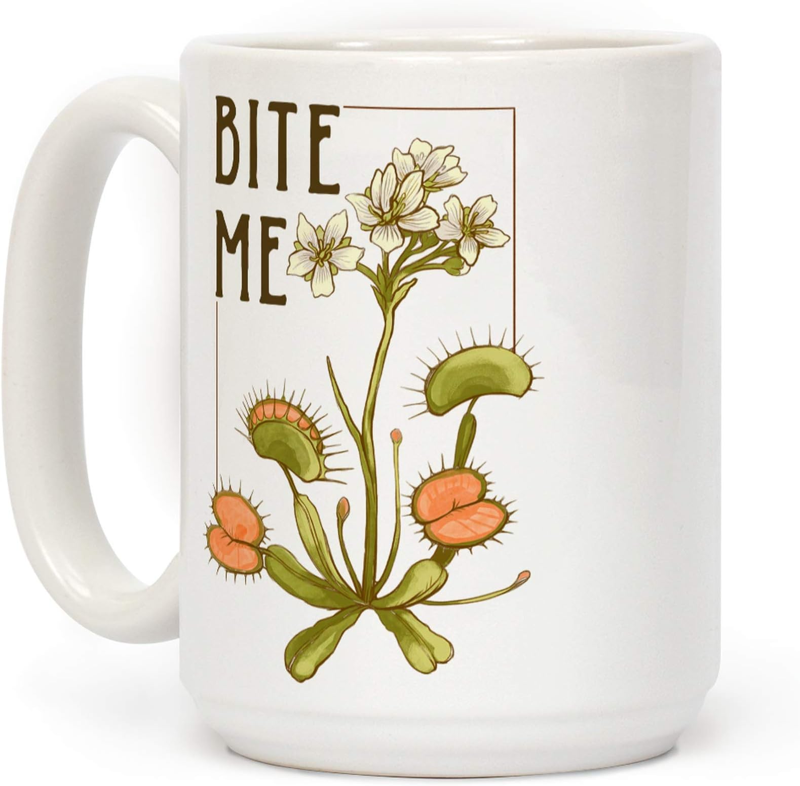 LookHUMAN Venus Flytrap Coffee Mug - Unique Coffee Mugs for Coffee Lovers, Double-Sided Print Ceramic Coffee Cups for Plant Lover, Dishwasher Safe Novelty Coffee Mugs for Women & Men, 15oz