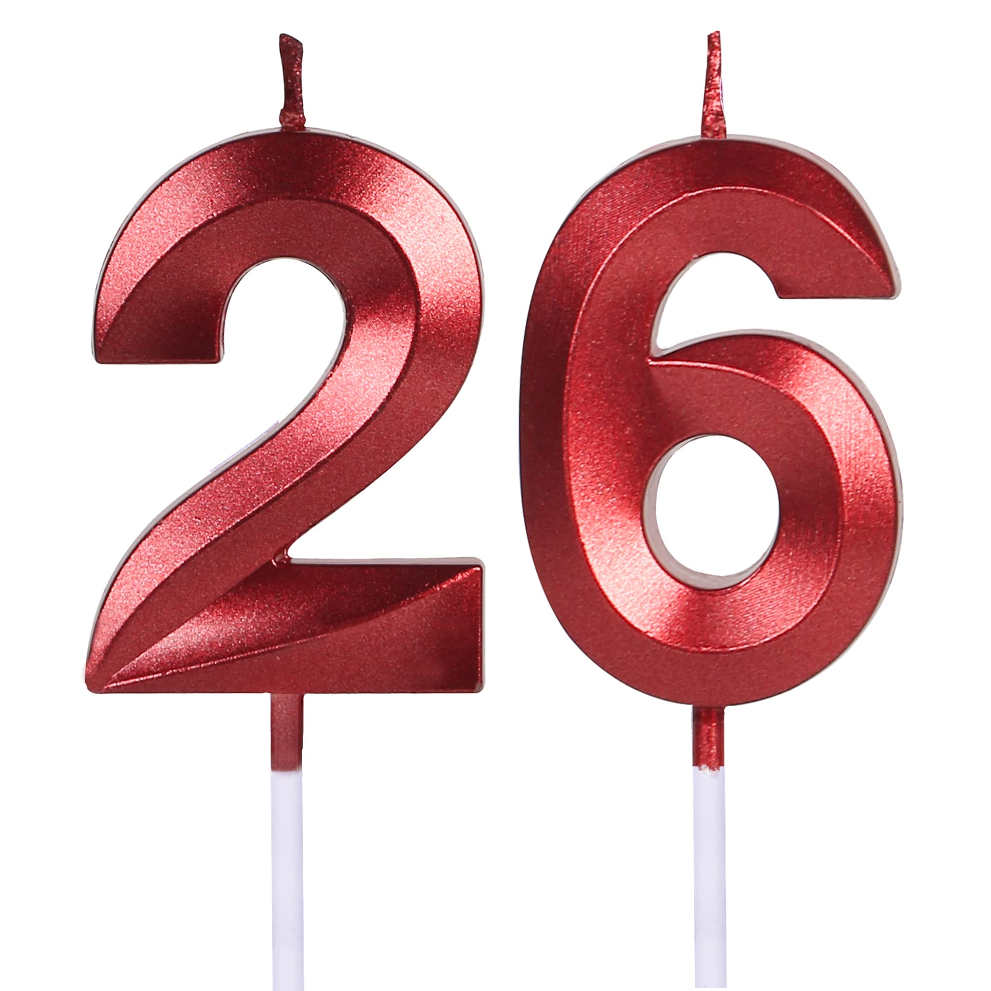 Amazon.com: Red 26th & 62nd Birthday Candles for Cakes, Number 26