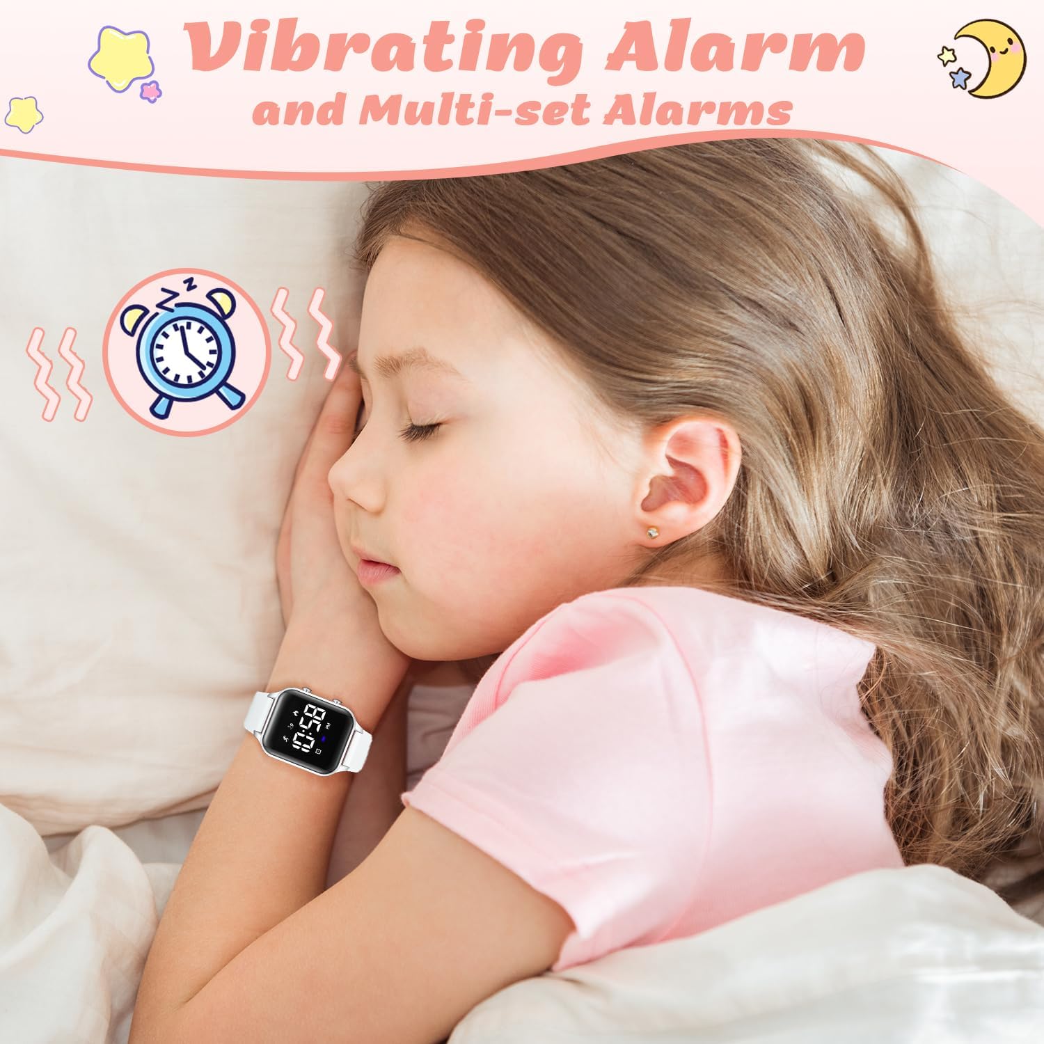 Kinder-Digitaluhr mit Schrittzähler, wasserdichte Sportuhren für Jungen Mädchen Teenager, All-in-One-Fitness-Tracker mit lautlosem Vibrationsalarm, Schrittzähler, Kalorien, Stoppuhr, keine App