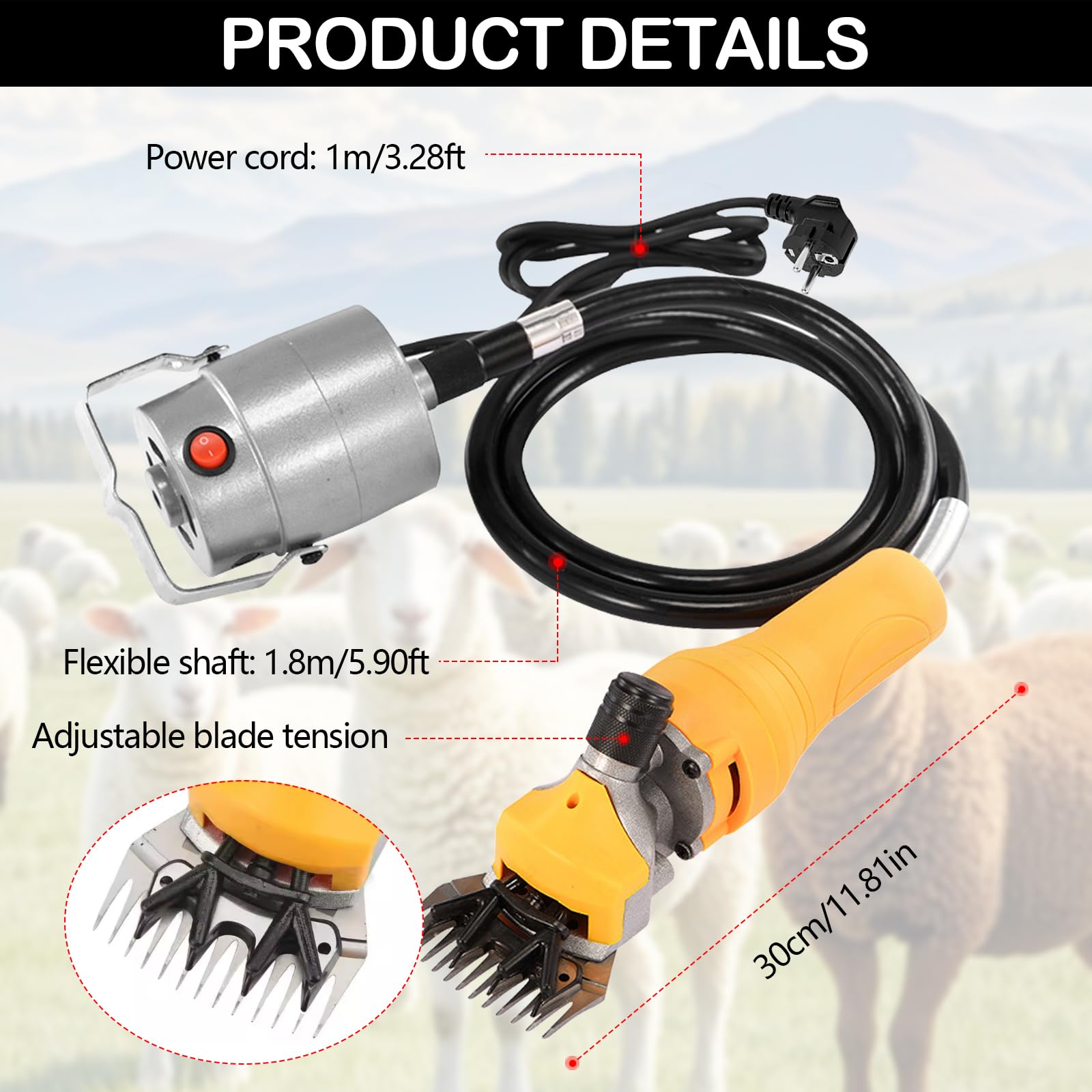 Esquiladora De Ovejas, 1000W Esquiladora Profesional De Ovejas Con Motor De Alta Potencia Y Cable De AlimentacióN 5m Esquiladora EléCtrica De Ovejas 13 Dientes 2400 Rpm Para Ovejas Cabras Y Alpacas