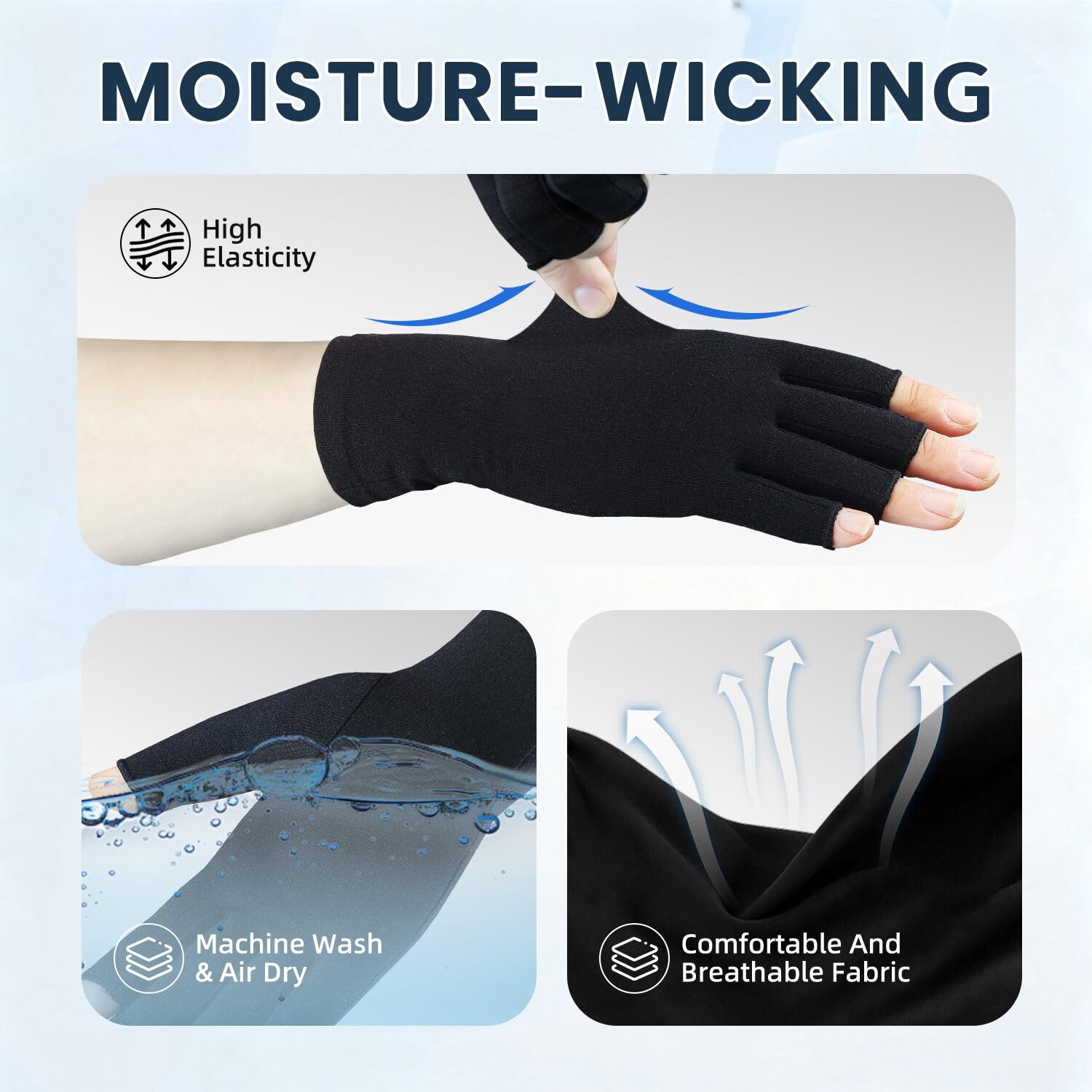 2 pares de guantes para artritis, guantes de compresión de mano para reumatoides, alivio del dolor, túnel carpiano, hinchazón, soporte articular, guantes sin dedos para conducir para mujeres