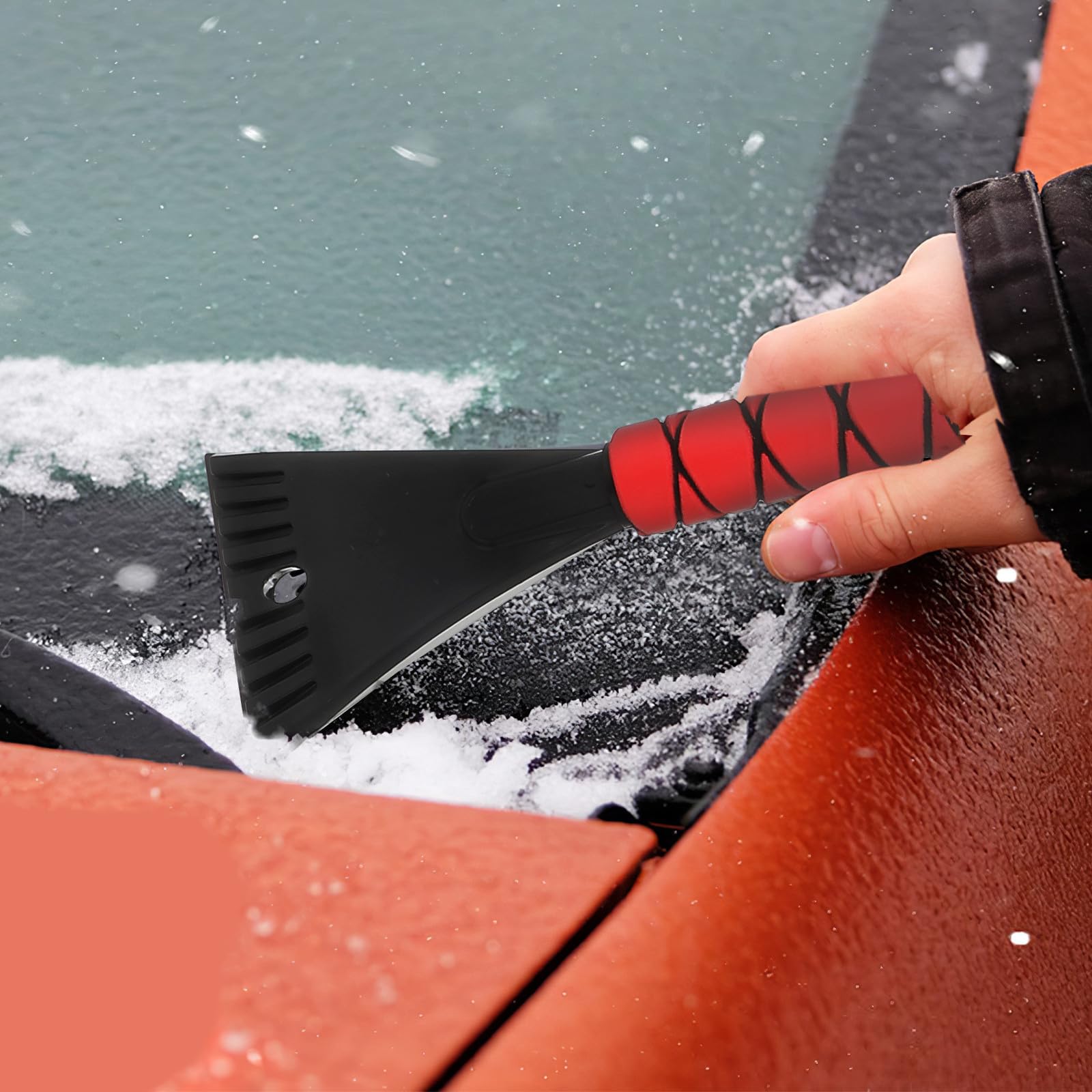 DOITOOL 4 Pièces Grattoir à Neige pour Pare-Brise de Voiture avec Poignée Ergonomique en Aluminium, Robuste et Détachable, Déneigement Grattage de Glace en Hiver
