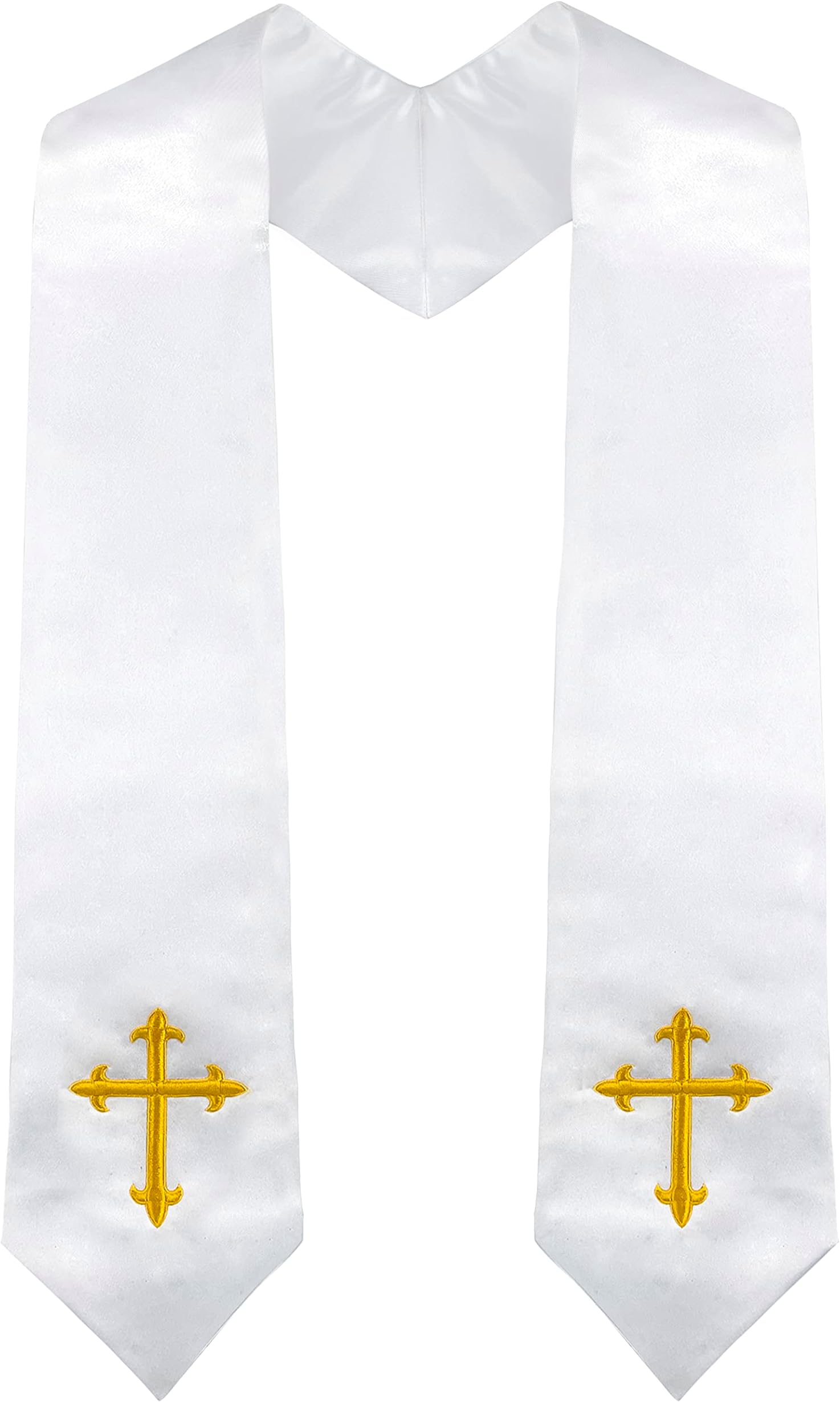 Choir Stole with Cross Embroidery for Church, Ideal for Costume,60"