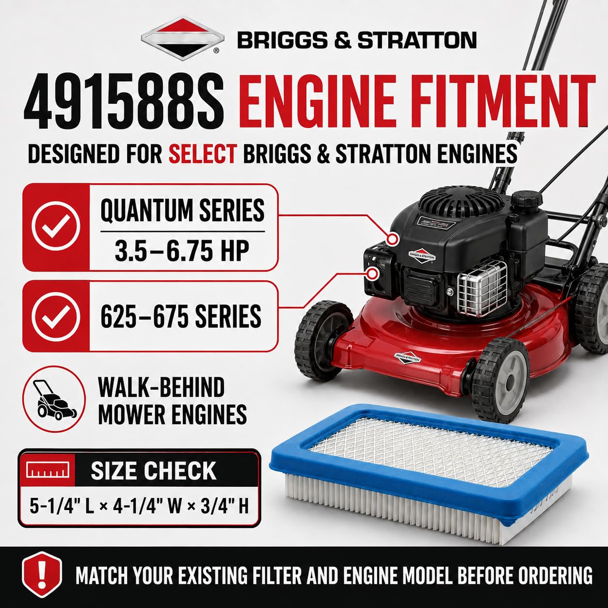 Briggs & Stratton 491588S Genuine Flat Air Filter — Amazon image 4