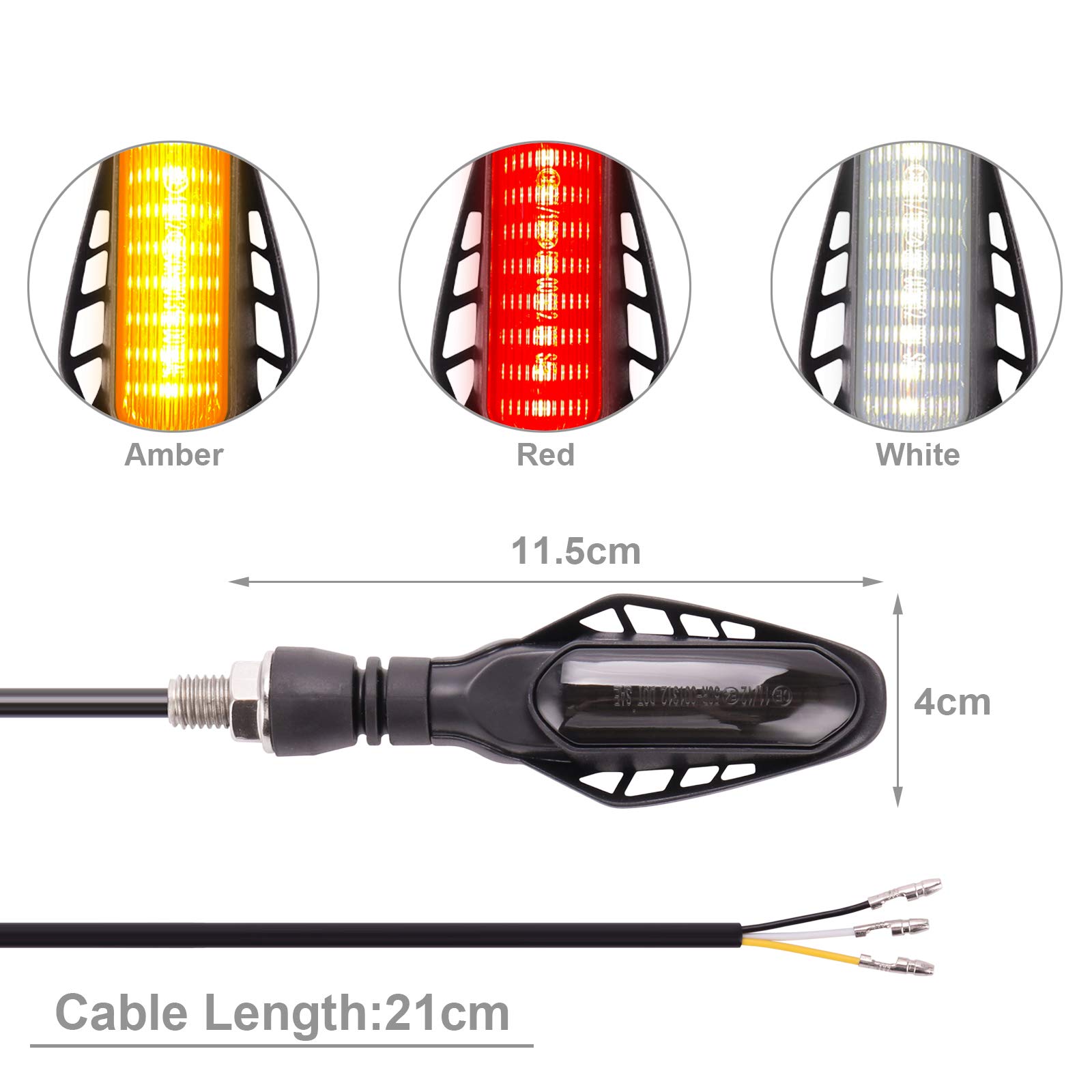 Clignotants Moto Kinstecks 4 Pièces - LED Fluide Ambre Avec Feux Stop Et Feu Arrière | 12V Universel
