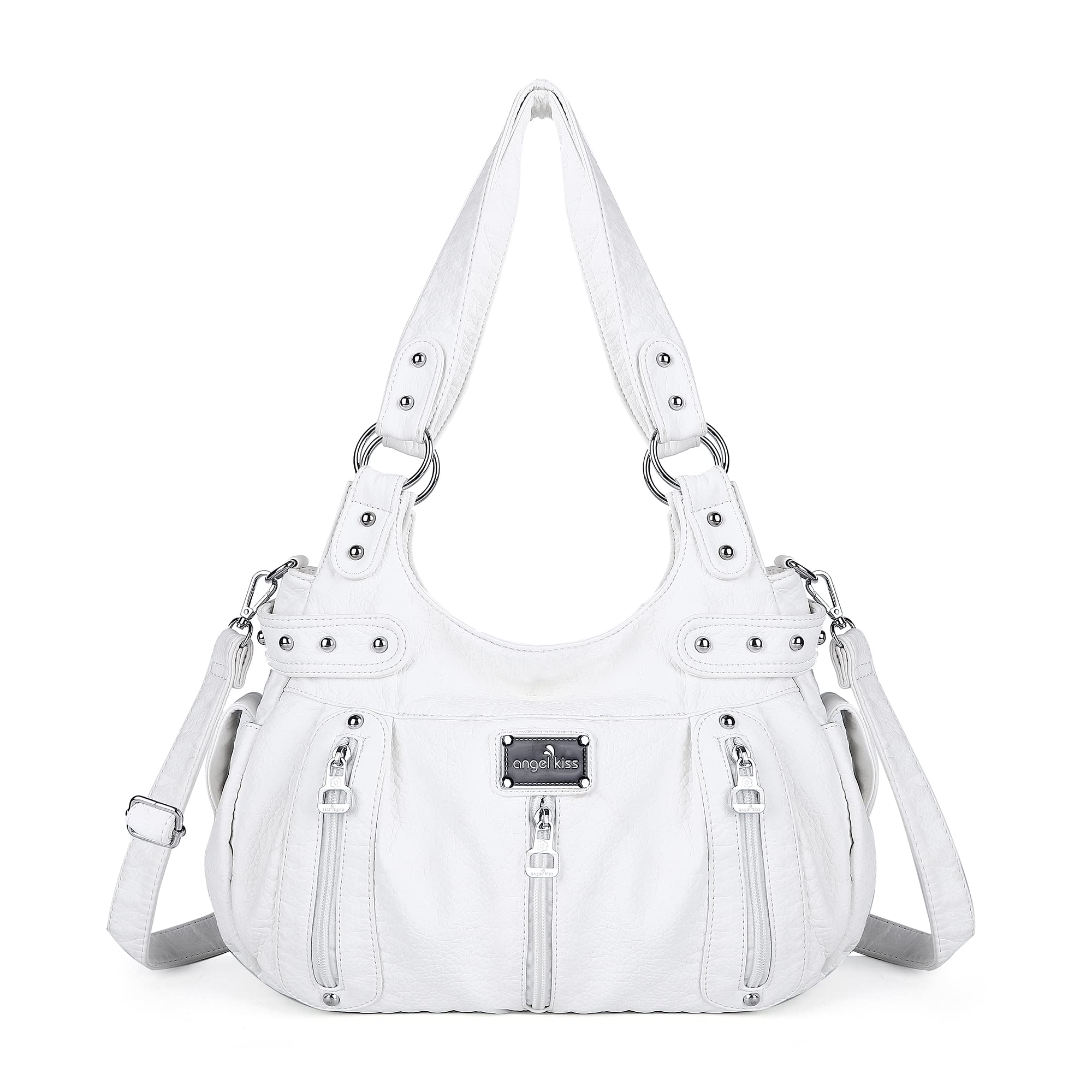 Angelkiss Large Purses and Handbags for Women Washed Faux Leather Crossbody Hobo Satchel Shoulder Handbag Tote Purse