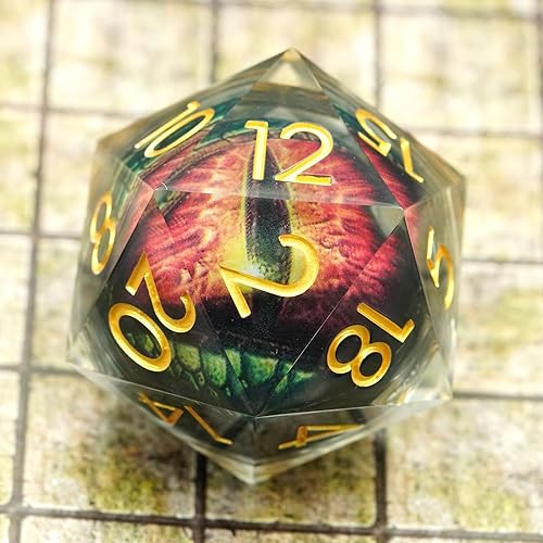 Dados D20 de 1.969 in con núcleo de globo ocular de dragón móvil D20 Dungeons and Dragons D20 con estuche de regalo, dados poliédricos de borde