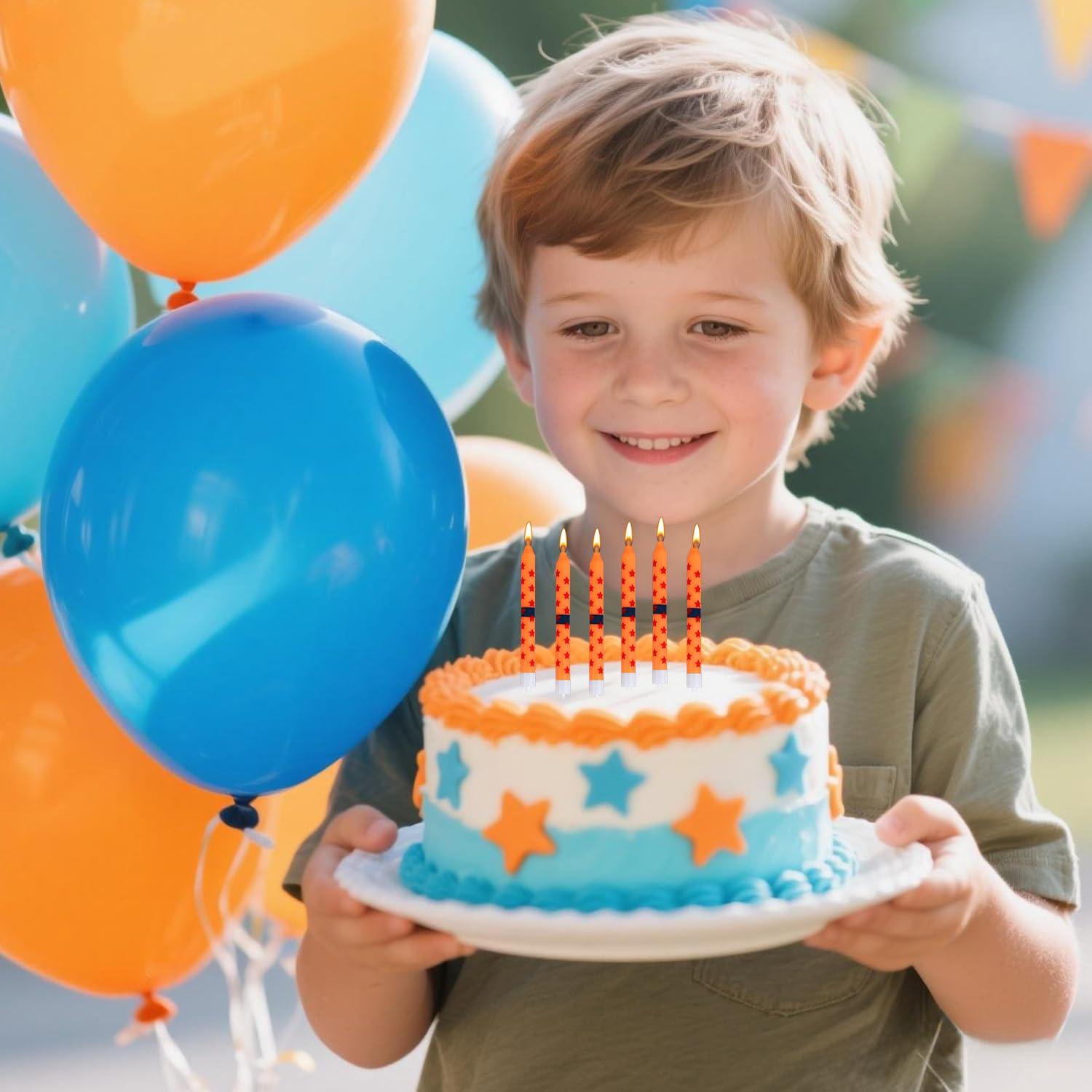 SAVITA 12 Uds Velas Cumpleaños Anime, Amarillas y Rojas Estampado de Estrellas Velas para Tartas de Cumpleaños Decoración Cupcakes para Niños y Esposos Decoración Fiesta con Temática Dibujos Animados