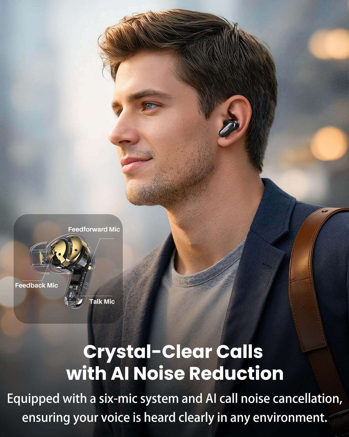 TOZO NC20 Pro Active Noise Cancelling Wireless Earbuds with Smart Touch Screen, LDAC Hi-Res Audio, Stereo Bass, 6 Mics AI Call Ear Buds, 80H Playtime, IPX8 Waterproof, 32 EQ via App, Wireless Charging - Image 8