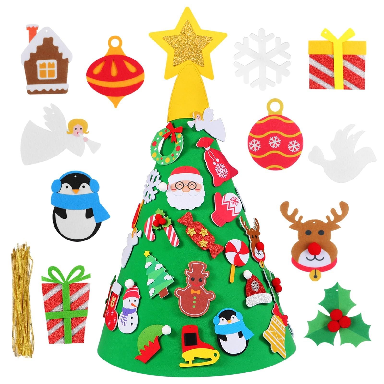 INEOUT 1 Albero di Natale in Feltro for Regali di Natale, Porta di Natale, da Appendere alla Parete, 80 Cm