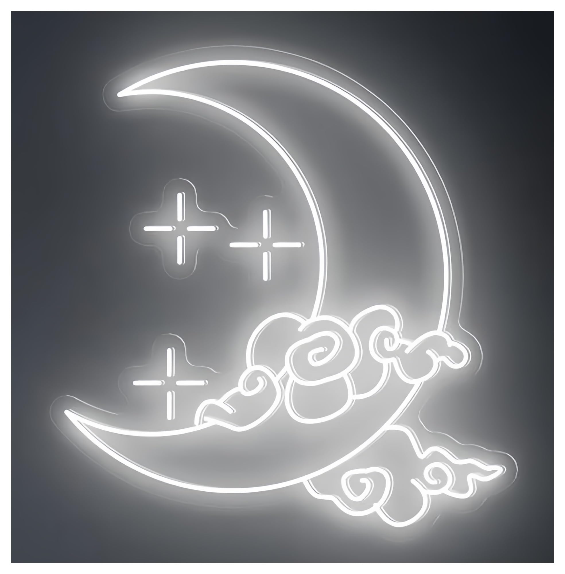 SHOUXI Sign Lamp Moon Cloud Star Neon Sign Art Wall Decor Bedroom Home 38cm(E)