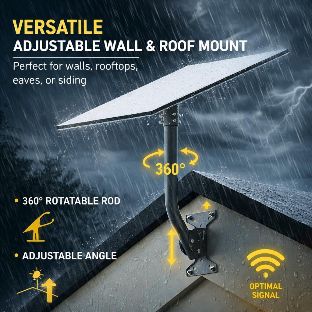 Starlink Gen 3 Mount Compatible with Standard 4 / 4X / V4 / Enterprise, Adjustable Wall & Roof Mounting Kit with Heavy Duty Steel Pipe Adapter
