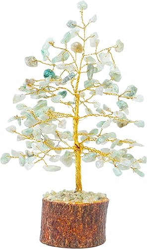 Crocon Bonsái de árbol de cristal curativo de jade verde, decoración de escritorio para mujer, decoración de habitación y oficina, regalo