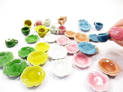 Miniatura 5 de Casa de muñecas en miniatura mixto 36 de cerámica taza de café platillo Vieira plato 1712