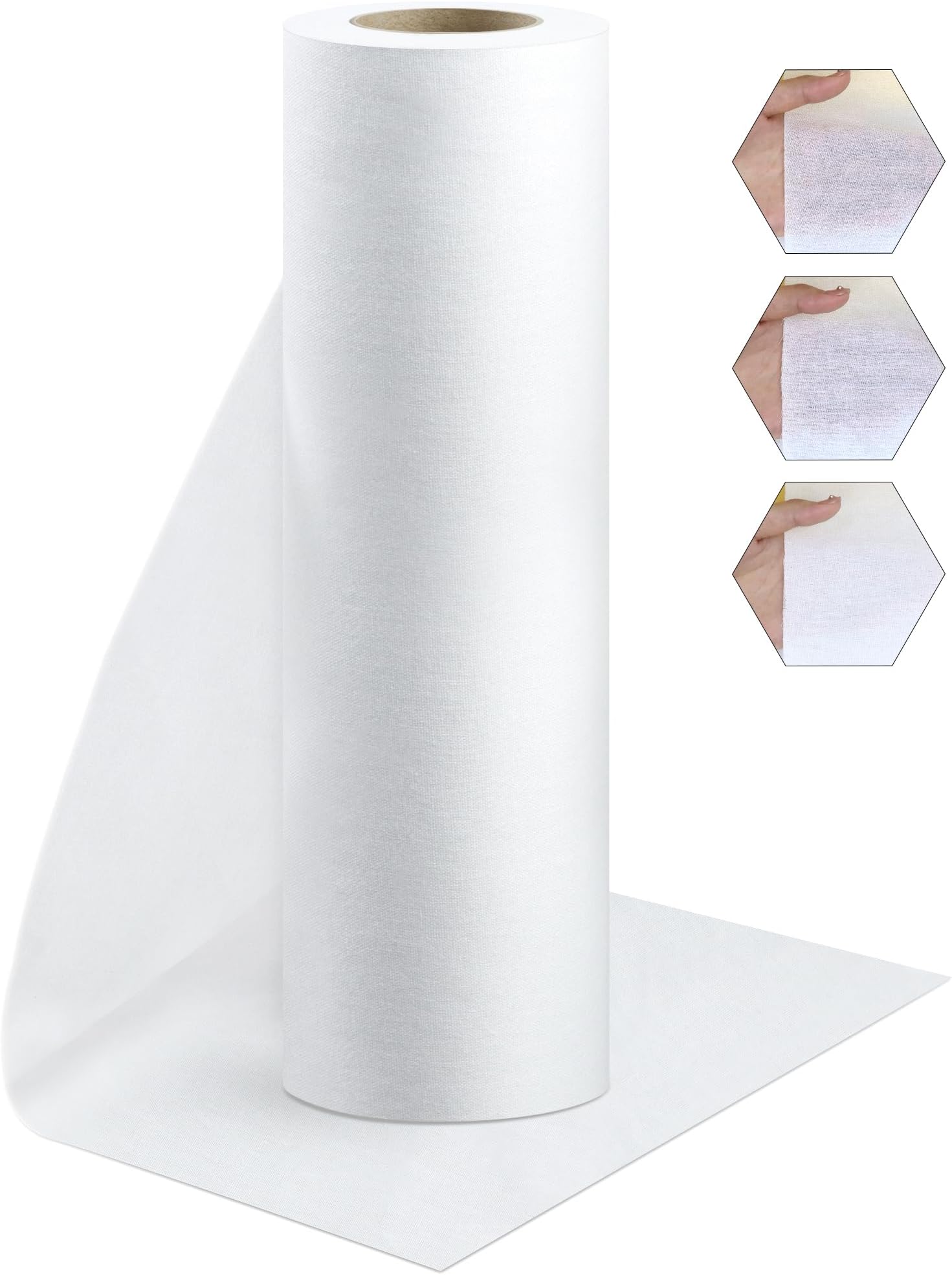 PLANTIONAL Woven Cotton Iron-On Fusible Interfacing, 16.1 inch X 10 Yards White Medium Weight 100% Cotton Single Sided Interfacing Fabric Iron on Interfacing for Fabric Sewing and DIY Crafts Supplies