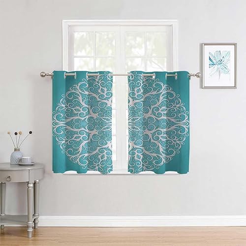 Miniatura 3 de Cortinas para cocina - Cortinas turquesa para oscurecer la habitación, 55 pulgadas de ancho por 45 pulgadas de largo, 2 paneles