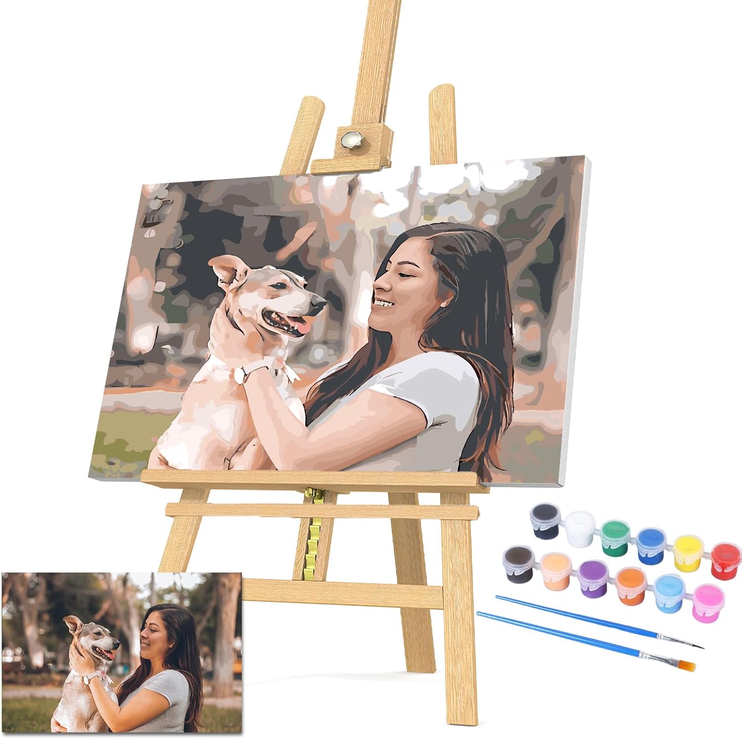 Custom Paint by Numbers from Photo for Adults - Personalized Paint by Number Kit for Beginners, DIY Canvas Oil Painting Gifts for Couple & Pet, Personalized Painting Box, 24x24in No Frame，Zylenora