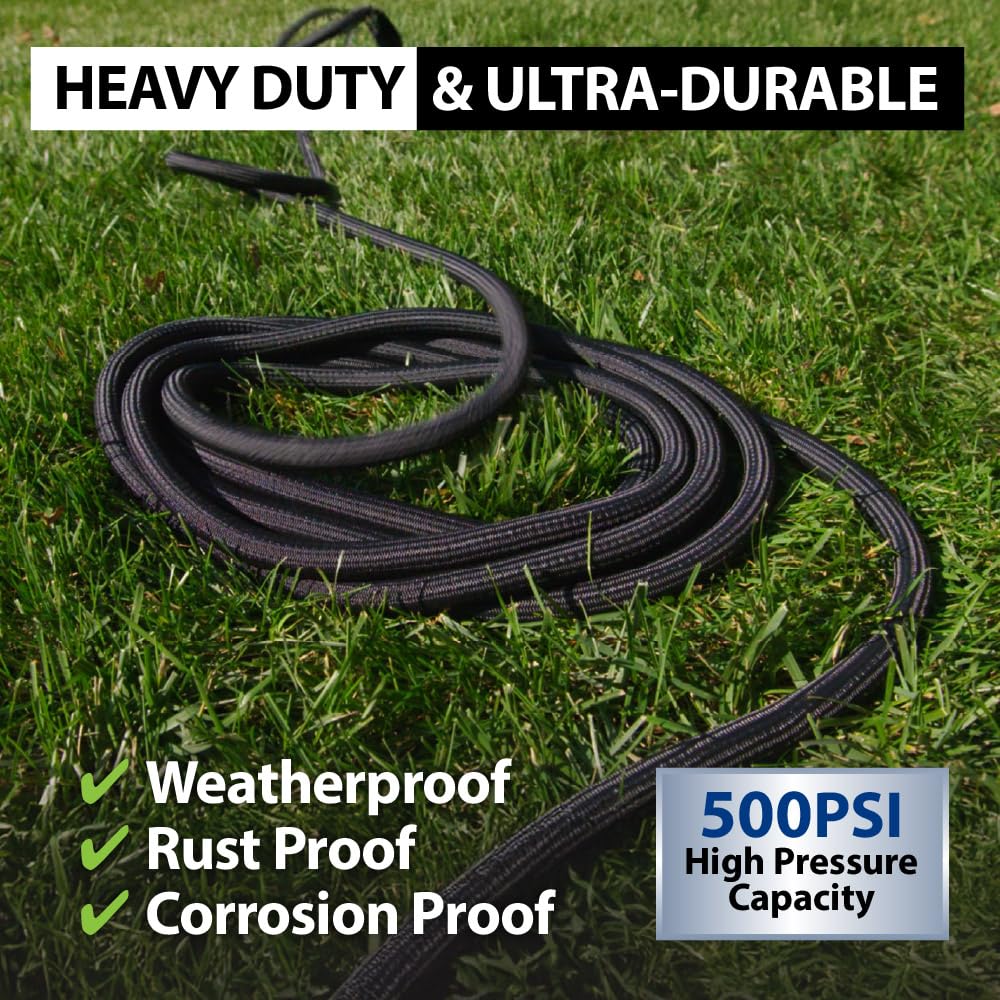 Hydrosteel 50 Ft Garden Hose, 304 Stainless Steel Metal Water Hose 50Ft, Ultra Durable Flexible Lightweight Crush Resistant Fittings Kink & Tangle Free 5/8” Inner Diameter, 500 PSI AS SEEN ON TV