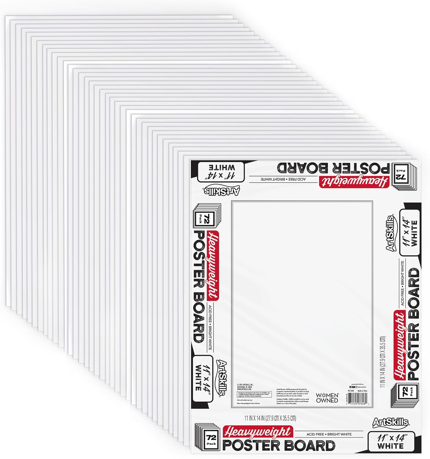 ArtSkills 11” x 14” Poster Board, Heavyweight White Poster Boards for Vision Boards, School Projects, Presentations, Arts and Crafts, 72-Pack