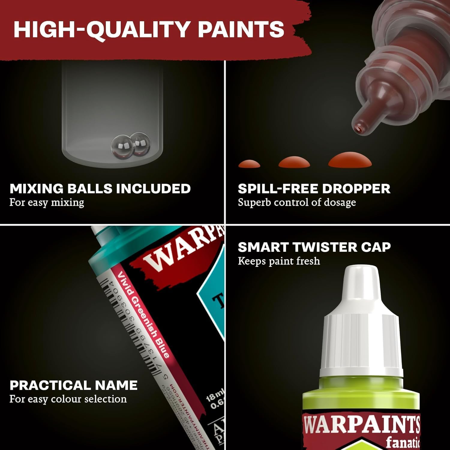The Army Painter, Warpaints Flexible Triad PLUS+: Black & Greys, 7 x 18 ml acrylic paints - Miniature quality hobby paint for Dungeons and Dragons & Warhammer Miniatures