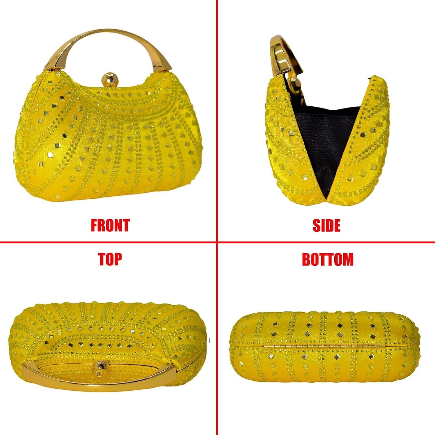 HUANG ZHUANG Elegant Crystal Clutch Rhinestone Handbags For Women Party Purse Wedding Prom Sparkly Bag
