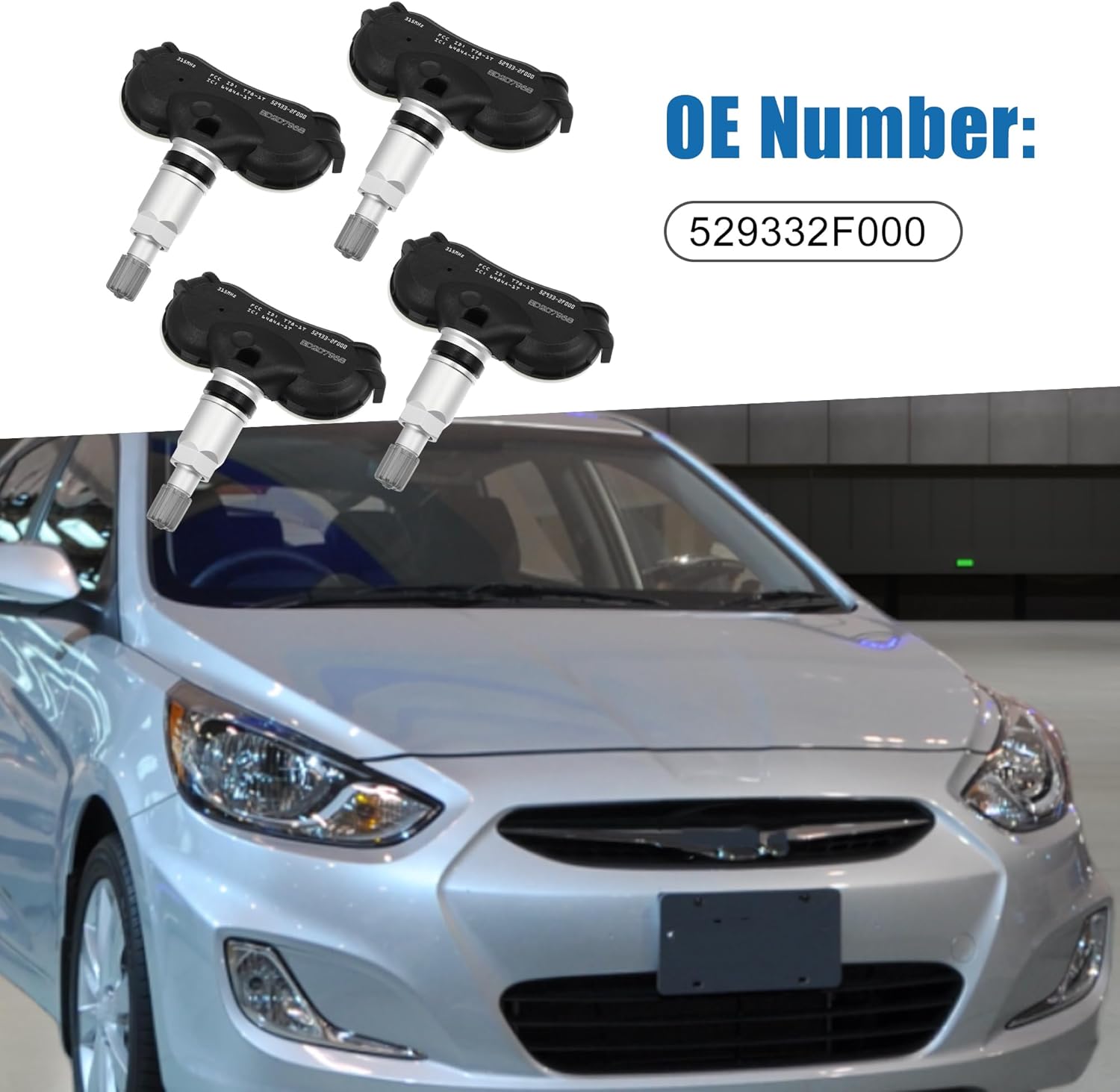 Tire Pressure Sensor 529332F000 TPMS Sensor for Hyundai Accent 2008-2011 (Set of 4)