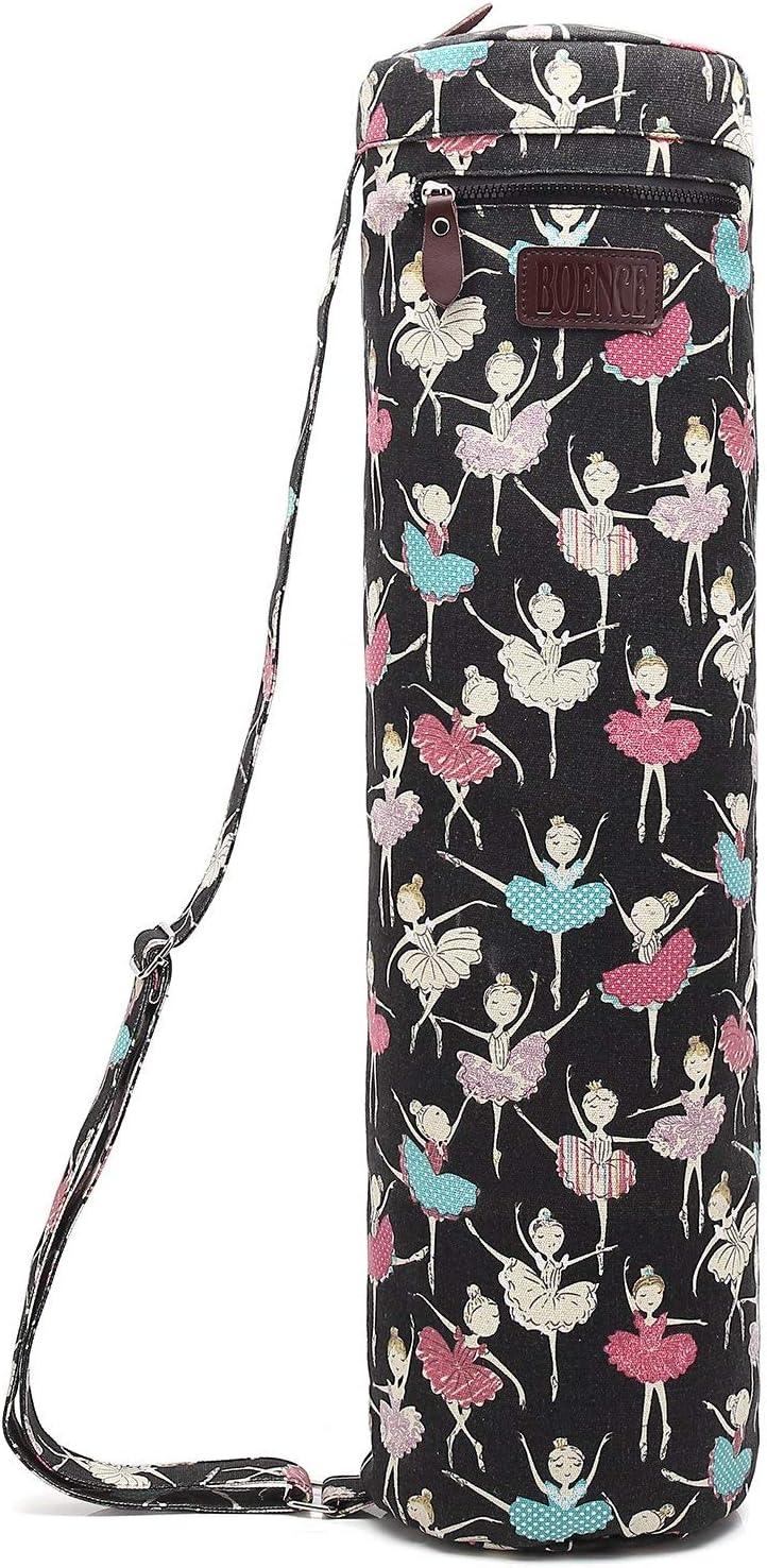 Boence Yoga Mat Bag, Full Zip Exercise Yoga Mat Carry Bag with Sturdy Canvas, Smooth Zippers, Adjustable Strap, Large Functional Storage Pockets - Fits Most Size Mats