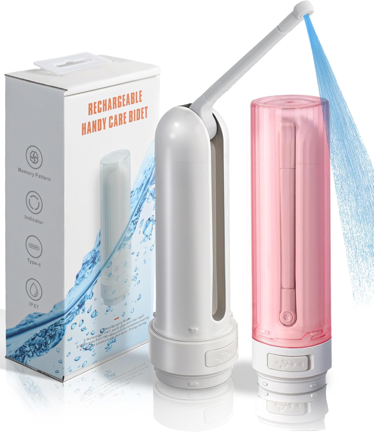 Portable Bidet - Handheld Travel Bidet with 3 High Pressure Options Bidet Sprayer, USB-C Rechargeable Electric Sprayer Toilet for Women and Men Personal Hygiene Cleaning/ Postpartum Care